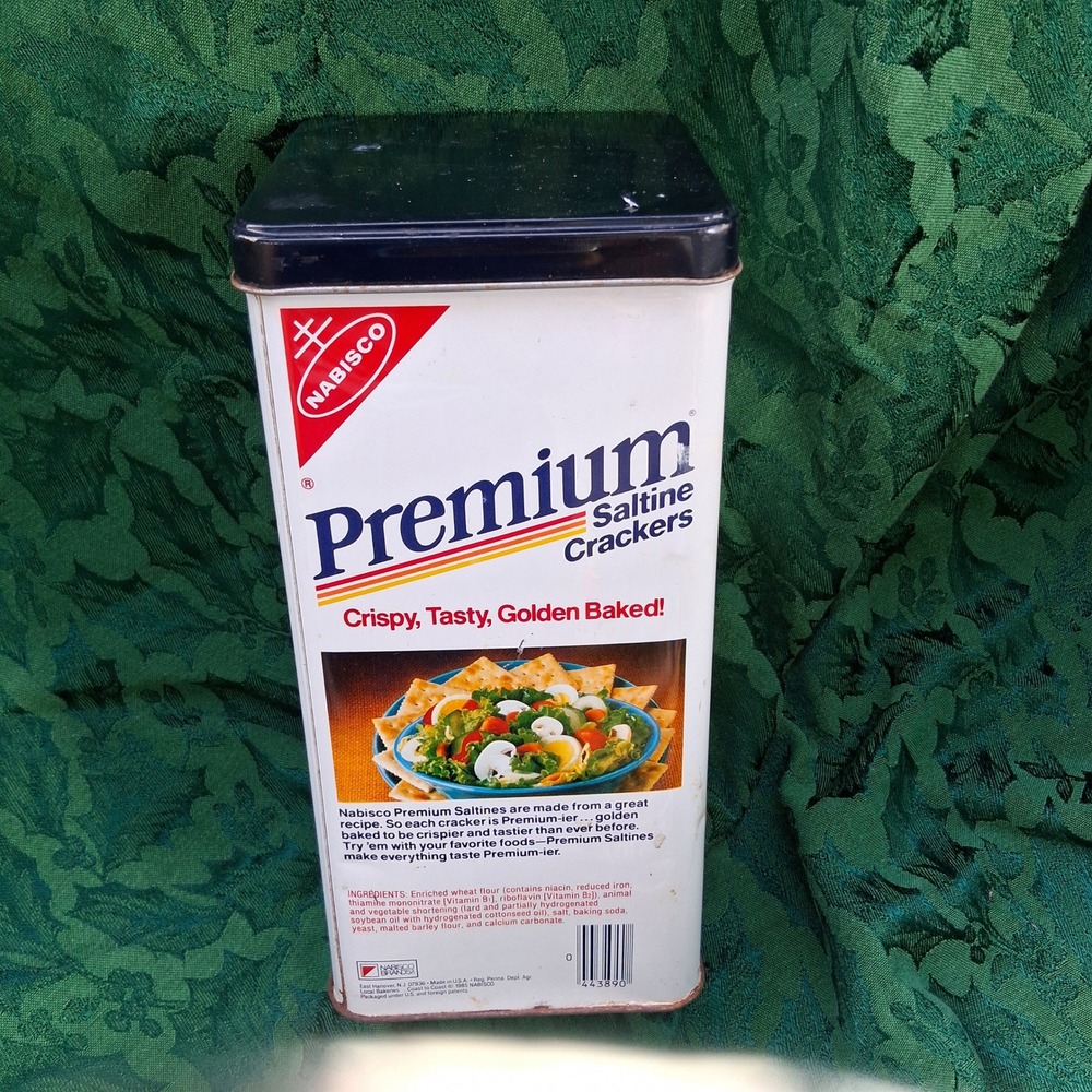 Vintage 1985 Nabisco Premium Saltine Crackers Tin 16oz Collectible